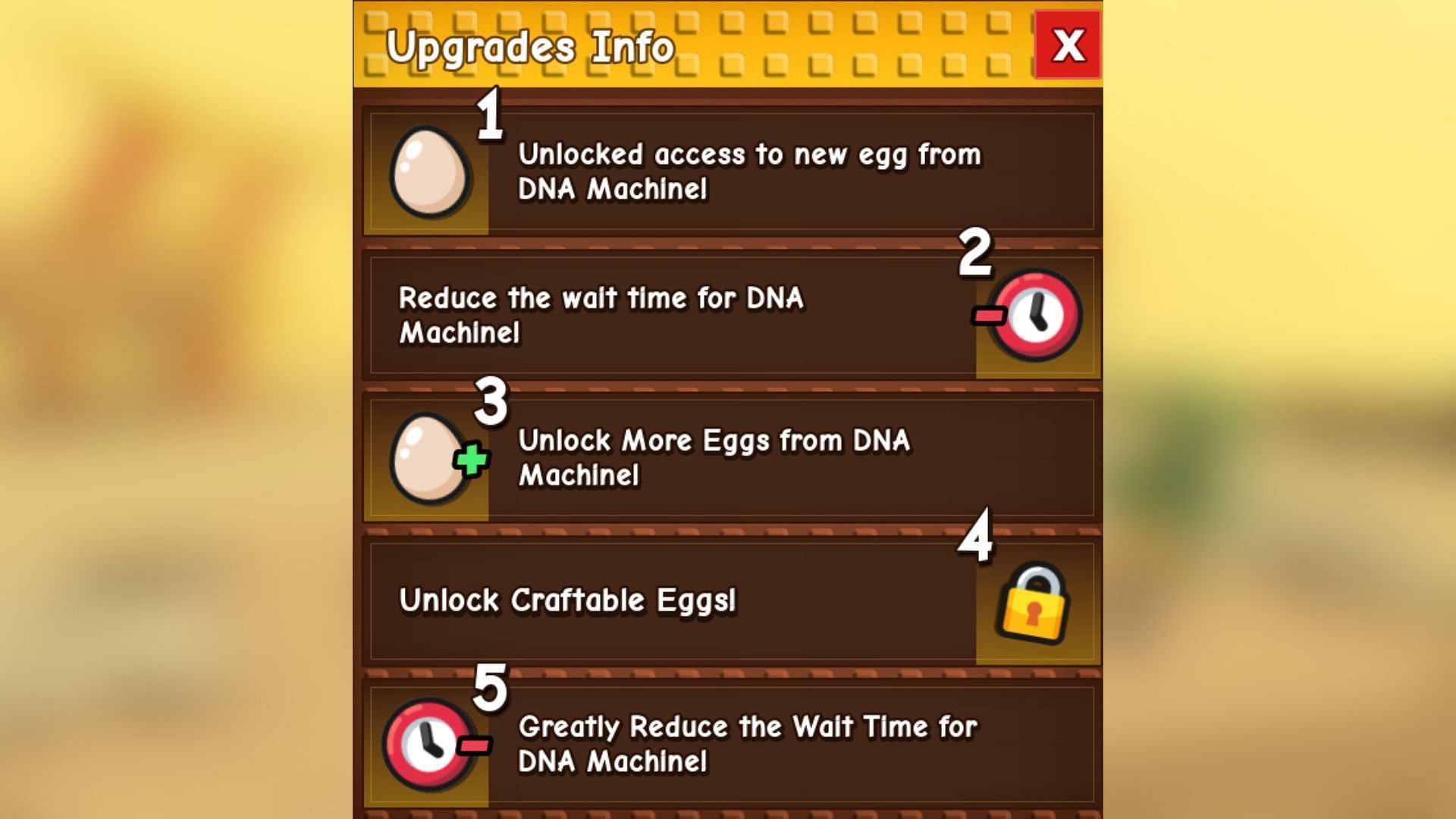 New effects of the DNA Machine after each upgrade (Image via Roblox)